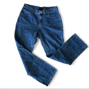 Y2K Grid Stitch Bootcut Jeans